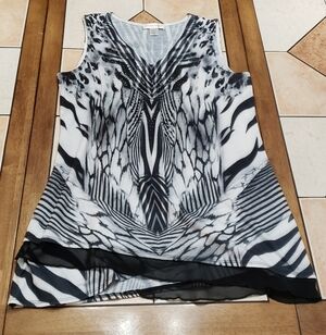 Christopher & Banks Tank Top Womens Medium Black White
